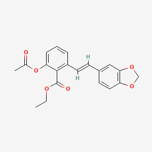 molecular formula C20H18O6 B6339523 2-Acetoxy-6-(2-benzo[1,3]dioxol-5-yl-vinyl)-benzoic acid ethyl ester CAS No. 365543-21-1