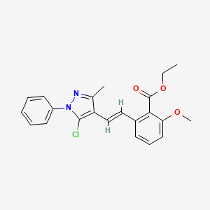 molecular formula C22H21ClN2O3 B6339742 2-[2-(5-Chloro-3-methyl-1-phenyl-1H-pyrazol-4-yl)-vinyl]-6-methoxy-benzoic acid ethyl ester CAS No. 365542-58-1