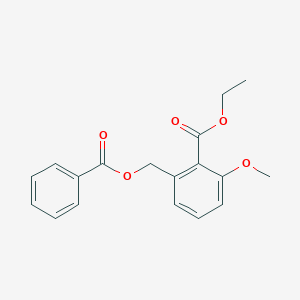 molecular formula C18H18O5 B6339753 Benzoic acid 2 [(benzoyloxy)methyl]-6-methoxy ethyl ester CAS No. 1171923-06-0