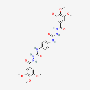 molecular formula C28H32N6O10 B6339802 (3,4,5-Trimethoxyphenyl)-N-(4-(3,4,5-trimethoxyphenyl)carbonylamino)amino)carbonylamino)phenyl)amino)carbonylamino)formamide CAS No. 1024217-32-0