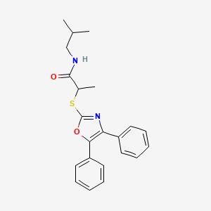 molecular formula C22H24N2O2S B6339806 2-((4,5-Diphenyloxazol-2-yl)thio)-N-isobutylpropanamide CAS No. 1280298-31-8