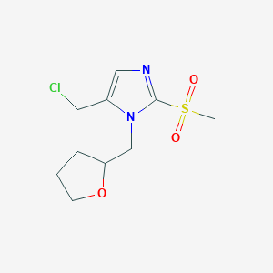 molecular formula C10H15ClN2O3S B6339913 5-(Chloromethyl)-2-methanesulfonyl-1-(oxolan-2-ylmethyl)-1H-imidazole CAS No. 1221341-62-3