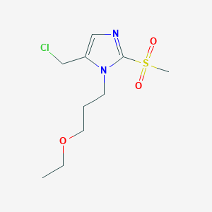 molecular formula C10H17ClN2O3S B6339924 5-(Chloromethyl)-1-(3-ethoxypropyl)-2-methanesulfonyl-1H-imidazole CAS No. 1221341-14-5