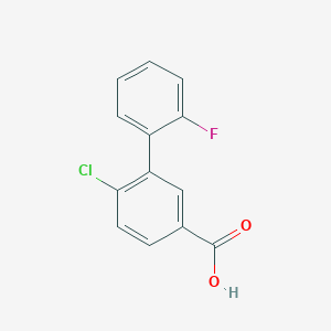 molecular formula C13H8ClFO2 B6340837 4-Chloro-3-(2-fluorophenyl)benzoic acid, 95% CAS No. 1214377-92-0