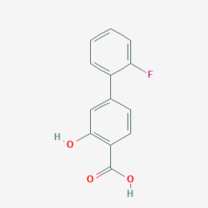 molecular formula C13H9FO3 B6340857 4-(2-Fluorophenyl)-2-hydroxybenzoic acid, 95% CAS No. 1214376-93-8