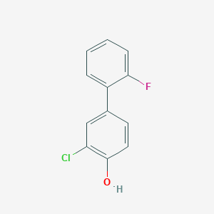 molecular formula C12H8ClFO B6340868 2-Chloro-4-(2-fluorophenyl)phenol, 95% CAS No. 1214382-26-9