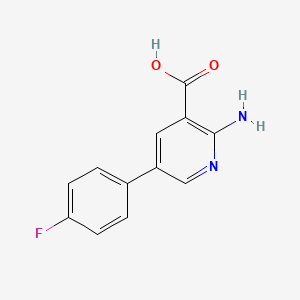 molecular formula C12H9FN2O2 B6340911 2-Amino-5-(4-fluorophenyl)nicotinic acid, 95% CAS No. 1214359-90-6