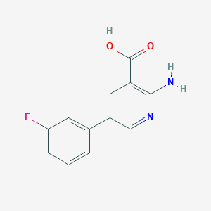 molecular formula C12H9FN2O2 B6340915 2-Amino-5-(3-fluorophenyl)nicotinic acid, 95% CAS No. 1214370-44-1