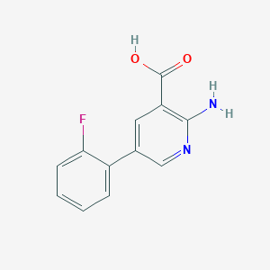 molecular formula C12H9FN2O2 B6340930 2-Amino-5-(2-fluorophenyl)nicotinic acid, 95% CAS No. 1214359-87-1