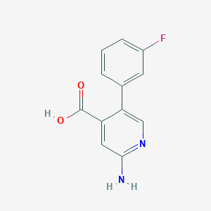 molecular formula C12H9FN2O2 B6340959 2-Amino-5-(3-fluorophenyl)isonicotinic acid, 95% CAS No. 1214334-07-2