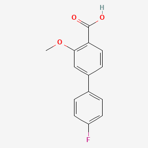 molecular formula C14H11FO3 B6341013 4-(4-Fluorophenyl)-2-methoxybenzoic acid, 95% CAS No. 1035928-20-1