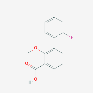 molecular formula C14H11FO3 B6341065 3-(2-Fluorophenyl)-2-methoxybenzoic acid, 95% CAS No. 1214344-27-0