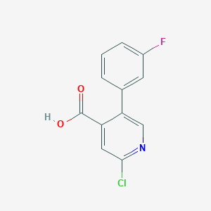 molecular formula C12H7ClFNO2 B6341127 2-Chloro-5-(3-fluorophenyl)isonicotinic acid, 95% CAS No. 1214350-33-0