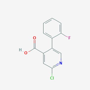 molecular formula C12H7ClFNO2 B6341140 2-Chloro-5-(2-fluorophenyl)isonicotinic acid, 95% CAS No. 1214358-54-9