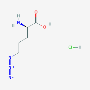 molecular formula C5H11ClN4O2 B6341319 N-delta-Azido-D-ornithine, N-delta-Azido-D-norvaline, (R)-2-Amino-5-azidopentanoic acid hydrochloride (H-D-Orn(N3)-OH.HCl) CAS No. 1858224-08-4