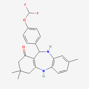molecular formula C23H24F2N2O2 B6341392 2,10-Diaza-9-(4-(difluoromethoxy)phenyl)-5,5,13-trimethyltricyclo[9.4.0.0<3,8>]pentadeca-1(11),3(8),12,14-tetraen-7-one CAS No. 1024202-12-7