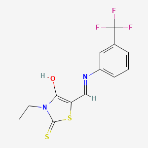 molecular formula C13H11F3N2OS2 B6341407 3-Ethyl-2-thioxo-5-(((3-(trifluoromethyl)phenyl)amino)methylene)-1,3-thiazolidin-4-one CAS No. 1024789-46-5