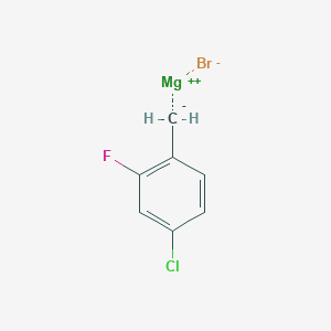 molecular formula C7H5BrClFMg B6341616 4-Chloro-2-fluorobenzylmagnesium bromide, 0.25M in 2-MeTHF CAS No. 1818380-66-3