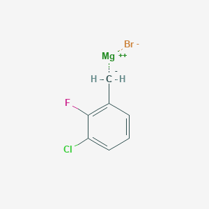 molecular formula C7H5BrClFMg B6341626 3-Chloro-2-fluorobenzylmagnesium bromide, 0.25M in 2-MeTHF CAS No. 1268684-42-9