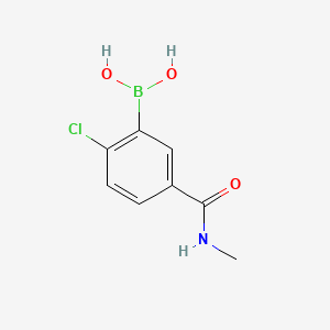 molecular formula C8H9BClNO3 B6341669 2-Chloro-5-(methylcarbamoyl)benzeneboronic acid;  97% CAS No. 2096338-17-7
