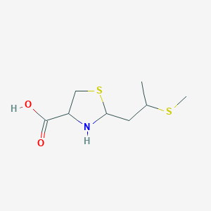 molecular formula C8H15NO2S2 B6341702 2-[2-(Methylsulfanyl)propyl]-1,3-thiazolidine-4-carboxylic acid CAS No. 1214690-99-9