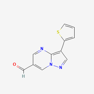 molecular formula C11H7N3OS B6341729 3-(噻吩-2-基)吡唑并[1,5-a]嘧啶-6-甲醛 CAS No. 1035818-94-0