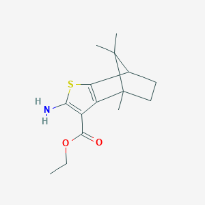 molecular formula C15H21NO2S B6341779 Ethyl 4-amino-7,10,10-trimethyl-3-thiatricyclo[5.2.1.0(2,6)]deca-2(6),4-diene-5-carboxylate CAS No. 190718-16-2