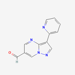 molecular formula C12H8N4O B6341810 3-(Pyridin-2-yl)pyrazolo[1,5-a]pyrimidine-6-carbaldehyde CAS No. 1035818-92-8