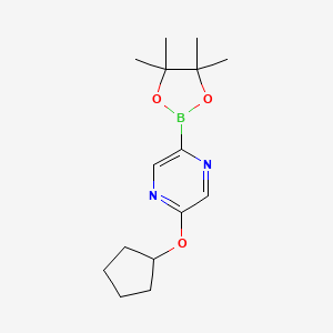 molecular formula C15H23BN2O3 B6342290 5-(Cyclopentoxy)pyrazine-2-boronic acid pinacol ester CAS No. 1315353-86-6