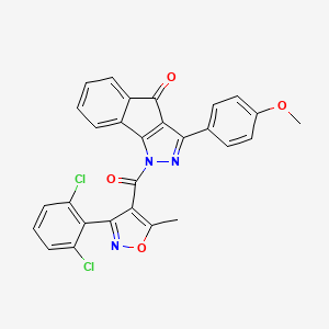 molecular formula C28H17Cl2N3O4 B6342479 1-((3-(2,6-Dichlorophenyl)-5-methylisoxazol-4-yl)carbonyl)-3-(4-methoxyphenyl)indeno[2,3-d]pyrazol-4-one CAS No. 1024221-82-6