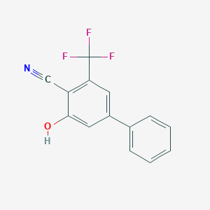 molecular formula C14H8F3NO B6342529 3-Hydroxy-5-(trifluoromethyl)-1,1-biphenyl-4-carbonitrile, 98% CAS No. 1222902-85-3
