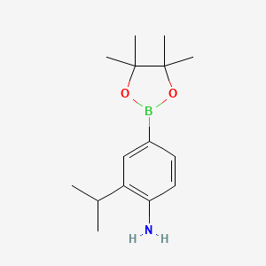 molecular formula C15H24BNO2 B6342640 4-Amino-3-isopropylphenylboronic acid pinacol ester;  95% CAS No. 2121513-20-8