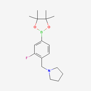 molecular formula C17H25BFNO2 B6342695 3-氟-4-(吡咯烷基甲基)苯硼酸, 频哪醇酯;  97% CAS No. 2096329-82-5