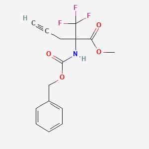 molecular formula C15H14F3NO4 B6342764 Methyl 2-{[(benzyloxy)carbonyl]amino}-2-(trifluoromethyl)pent-4-ynoate, 97% CAS No. 929616-31-9