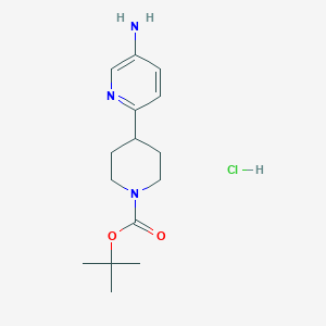 molecular formula C15H24ClN3O2 B6342867 5-Amino-1-boc-3',4',5',6'-tetrahydro-2'H-[2,4']bipyridinyl hydrochloride CAS No. 1187930-40-0