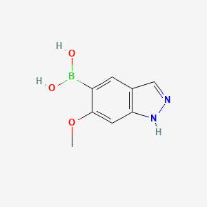 molecular formula C8H9BN2O3 B6343080 6-甲氧基-1H-吲唑-5-基-5-硼酸, 95% CAS No. 2408429-67-2