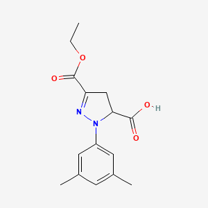 molecular formula C15H18N2O4 B6343154 1-(3,5-Dimethylphenyl)-3-(ethoxycarbonyl)-4,5-dihydro-1H-pyrazole-5-carboxylic acid CAS No. 1264043-66-4