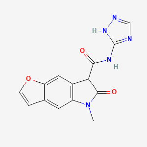 molecular formula C14H11N5O3 B6343322 5-Methyl-6-oxo-6,7-dihydro-5H-1-oxa-5-aza-s-indacene-7-carboxylic acid (4H-[1,2,4]triazol-3-yl)-amide CAS No. 1029773-16-7