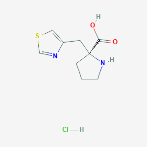 molecular formula C9H13ClN2O2S B6343396 (S)-alpha-(4-Thiazolylmethyl)-proline-HCl CAS No. 1217721-94-2
