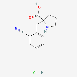molecular formula C13H15ClN2O2 B6343401 (R)-alpha-(2-Cyano-benzyl)-proline-HCl CAS No. 1217707-38-4