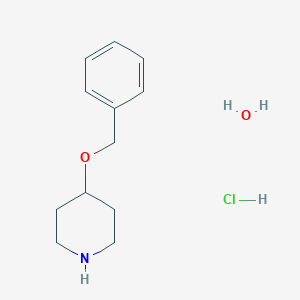 molecular formula C12H20ClNO2 B6343537 4-(Benzyloxy)piperidine hydrochloride hydrate, 95% CAS No. 2368828-81-1