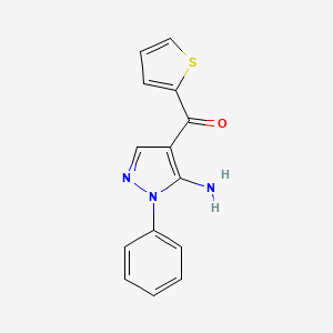 molecular formula C14H11N3OS B6343686 (5-Amino-1-phenyl-1H-pyrazol-4-yl)(thiophen-2-yl)methanone CAS No. 618091-64-8