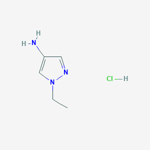 molecular formula C5H10ClN3 B6343716 1-乙基-1H-吡唑-4-胺盐酸盐，95% CAS No. 948573-26-0