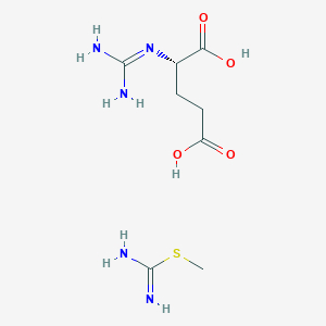molecular formula C8H17N5O4S B6343749 (S)-(-)-2-Guanidinoglutaric acid S-methylisothiourea salt;  95% CAS No. 104125-39-5