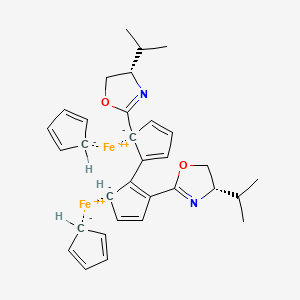 molecular formula C32H36Fe2N2O2 B6343777 (S,S'')-2,2''-Bis[(S)-4-isopropyloxazolin-2-yl]-1,1''-biferrocene CAS No. 190601-12-8