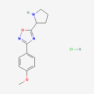 molecular formula C13H16ClN3O2 B6343815 3-(4-Methoxyphenyl)-5-(pyrrolidin-2-yl)-1,2,4-oxadiazole (HCl) CAS No. 1706458-16-3
