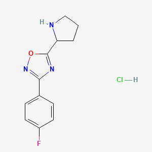 molecular formula C12H13ClFN3O B6343816 3-(4-Fluorophenyl)-5-pyrrolidin-2-yl-1,2,4-oxadiazole hydrochloride CAS No. 1706450-14-7