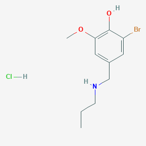 molecular formula C11H17BrClNO2 B6344057 2-Bromo-6-methoxy-4-[(propylamino)methyl]phenol hydrochloride CAS No. 1240568-83-5