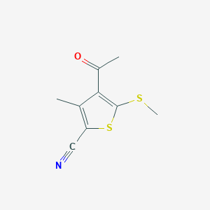 molecular formula C9H9NOS2 B063443 4-乙酰-3-甲基-5-(甲硫基)噻吩-2-腈 CAS No. 175202-62-7