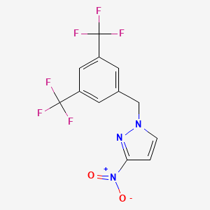 molecular formula C12H7F6N3O2 B6344429 1-{[3,5-Bis(trifluoromethyl)phenyl]methyl}-3-nitro-1H-pyrazole CAS No. 1240567-97-8
